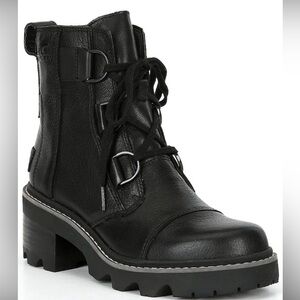 Sorel Black Leather Combat Boots